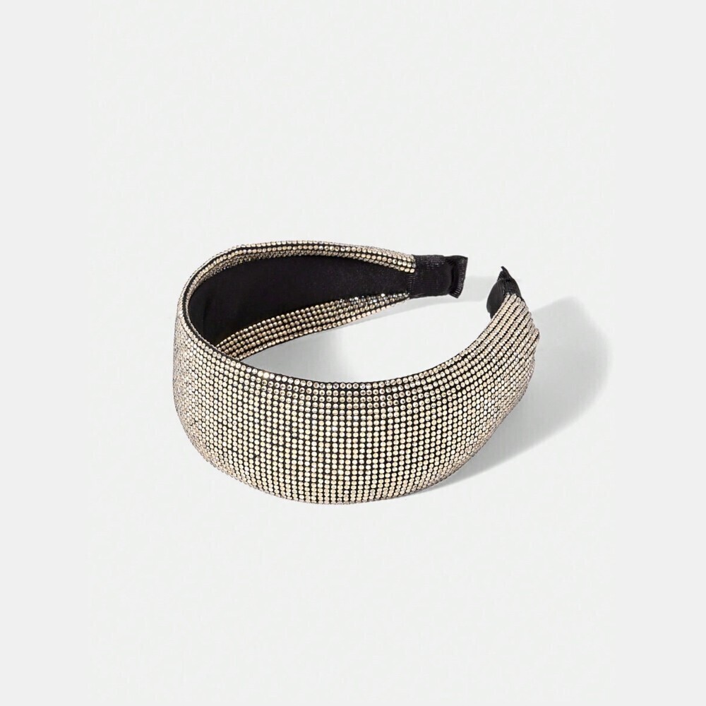 Silver Sparkle Crystal Rhinestone Wide Headband